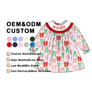 Quần áo thêu xếp ly Giáng sinh cho bé gái, đầm xếp ly thêu tay cho bé gái Giáng sinh - Product Image 2