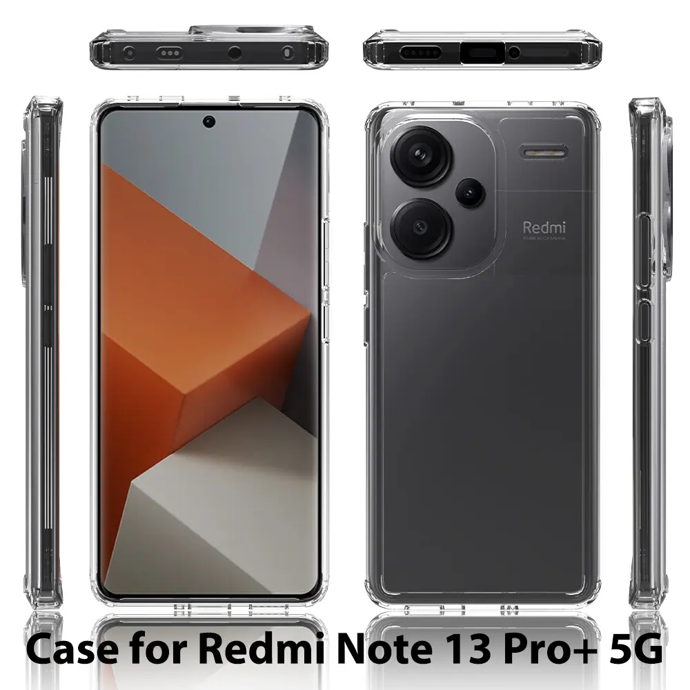 Capa protetora para celular Redmi Note 13 Pro+ 5G Airbag Híbrido PC capa traseira protetora anti-riscos