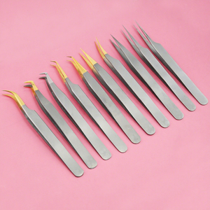 Pince à cils à pointe de fibre 45 pince à cils à 90 degrés pince à épiler à isolation droite en acier inoxydable Volume de cils maquillage outil de beauté - Product Image 1