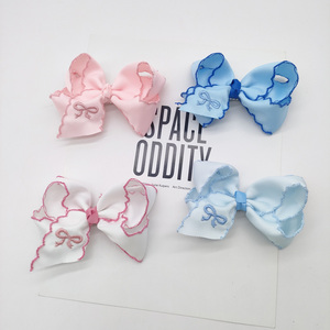 Fermaglio per capelli in gros grain personalizzato all'ingrosso rosa blu Moonstich nastro carino ricamo farfalla per la festa dei bambini della scuola - Product Image 5