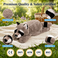 Fabricant de Peluches Personnalisées : Raton Laveur Gris à Fourrure Givrée, Yeux en Plastique, Queue Anneau, Animal en Peluche, Jouet en Peluche OEM