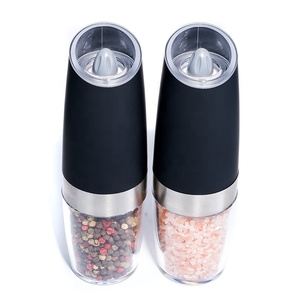 Moulin à sel et à poivre <span class=keywords><strong>automatique</strong></span> électrique miniature pour la cuisine, ensemble 2 en 1 avec étagère en acier inoxydable - Product Image 5