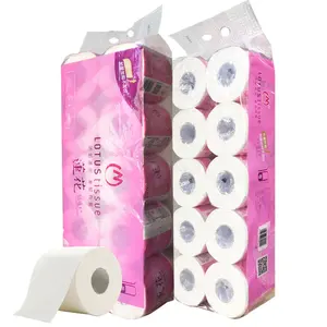 Gute Qualität 3PLY Recycled Pulp Preis Toiletten papier Tissue Plain White OEM Präge Hygiene papier