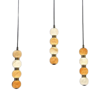Luminaire suspendu LED moderne de luxe personnalisé en marbre empilé, hauteur réglable, pour escalier, hôtel, villa