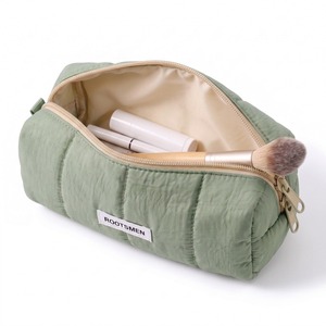 Bolsa de Maquillaje Pequeña, Color Verde Salvia, Acolchada, Bolsa Cosmética, T/C Polialgodón, Delgada, con Cierre, Logotipo Personalizado, OEM ODM, Estuche para Lápices - Product Image 1