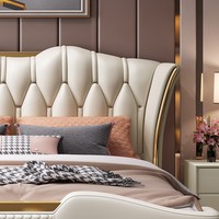 Meubles de chambre à coucher de luxe, lit en cuir écologique moderne pour hôtel, lit double avec rangement, lit rembourré doux
