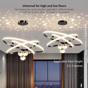 Lampadario a Sospensione LED Creativo Rotondo per Villa e Ristorante, Illuminazione Post-moderna di Lusso per Soggiorno con Effetto Cielo Stellato - Product Image 2