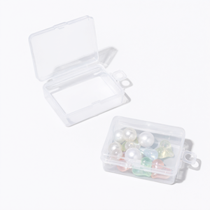 Boîte de rangement en plastique transparente de petite taille avec couvercle à charnière pour bijoux, perles, pièces détachées, rangement domestique - Product Image 2