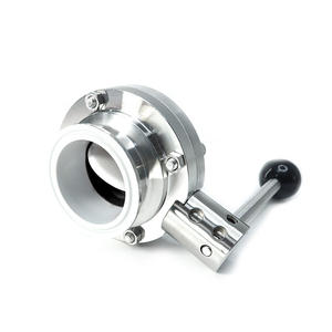 שסתום פרפר ידני מנירוסטה 304/316L של Wensen, מצופה PTFE ומרוסס ב-PTFE, עם חיבור מהיר מסוג פרול. - Product Image 4