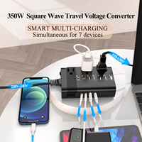 Adaptateur de voyage universel Foxcan 350W haute puissance avec 2 ports USB et 2 ports Type-C, convertisseur à onde carrée, design élégant, pour appareil photo, 2 prises CA internationales