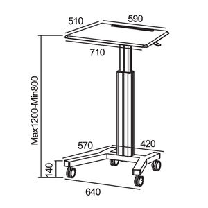 모바일 스탠드 노트북 데스크 카트 높이 조절 가능한 인체 공학적 워크스테이션 4 개의 하단 롤링 휠이있는 공압 가스 리프트 - Product Image 6