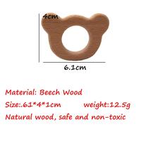 Encantador colgante de oso de madera de dibujos animados, forma de Animal Natural puro, patrón hecho a mano de madera de haya, colgante para hacer joyas DIY