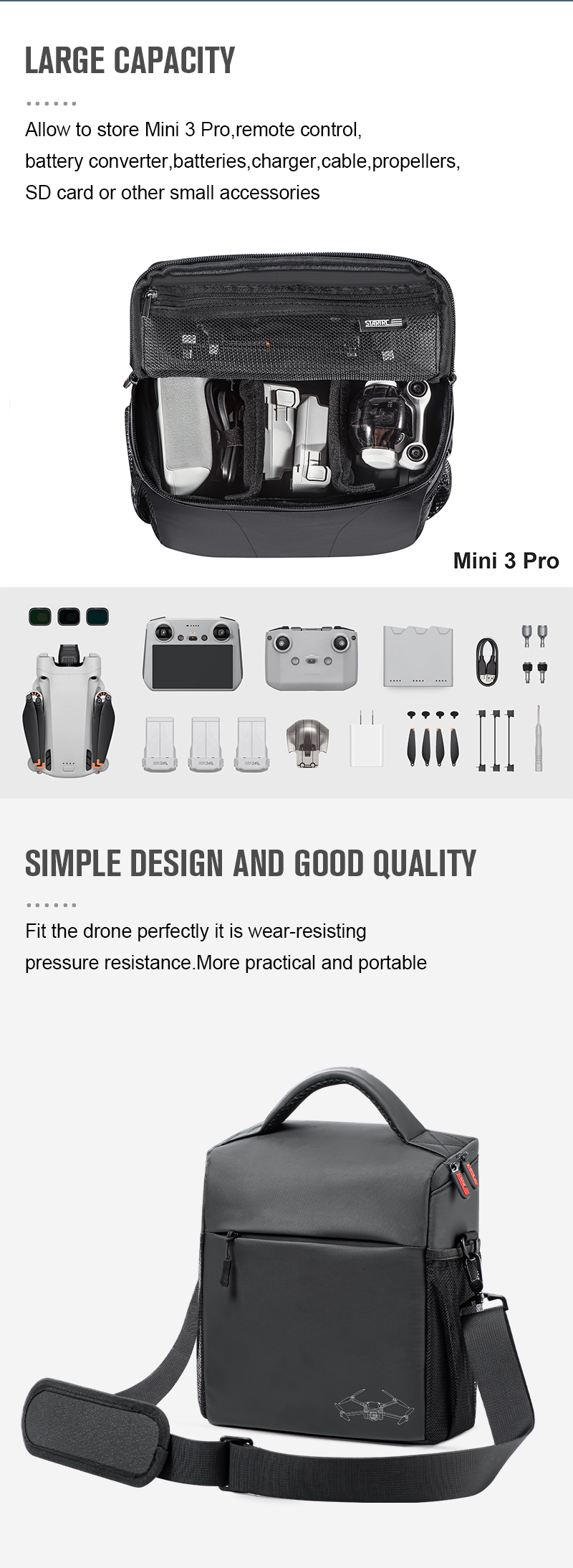 Borsa Da Viaggio Protettiva Per Drone DJI Neo | Custodia Rigida In EVA Impermeabile | Accessori Per Trasporto Batteria E Drone (Grigia) - 3