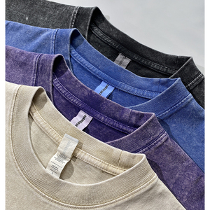 T-shirt personnalisé surdimensionné uni vintage vierge 100% coton délavé à la pierre pour homme, idéal pour l'impression, effet délavé à l'acide - Product Image 2