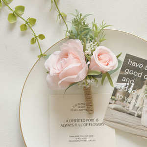 Fournitures de mariage Banquet Invité Fleurs Artificielles Mariée et Marié Corsage Main Fleurs <span class=keywords><strong>Rose</strong></span> Série Multicolore - Product Image 5