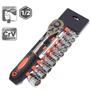 12pcs 1/2 Inch Socket Wrench Set Metric Impact Sockets Ratchet Spanner Complete Tool Kit Professional Garage Repair Tool - Product Image 1