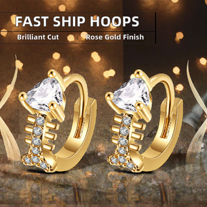 จัดส่ง3วันต่างหู huggie ขนาดเล็ก12มม. สำหรับทุกเพศแฟชั่นเงินโรเดียมชุบทันสมัยเครื่องประดับครบรอบเพทายทำจากทองเหลือง - Product Image 3