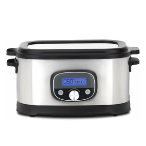 Cuisinière lente <span class=keywords><strong>électrique</strong></span> en acier inoxydable programmable de 4 à 6 L pour la maison, minuterie numérique, couvercle en verre, poignées pliables pour économiser de l'espace, maintien au chaud - Product Image 3