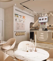 Intérieur de boulangerie personnalisé comptoir moderne en marbre comptoir en bois vitrine de café armoires à dessert en verre