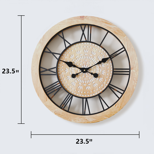 Posimia phong cách cổ gió sắt gỗ Đồng hồ treo tường mộc mạc thiết kế cổ điển - Product Image 2
