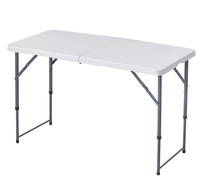 Table pliante rectangulaire blanche moderne pour l'extérieur, idéale pour les dîners, les banquets et les pique-niques, pour les réunions et la restauration
