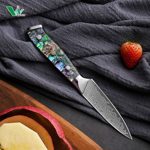 Japanese <strong>Chef</strong> 6\&quot; Utility <strong>Knife</strong> With Abalone Resin Handle 10Cr15CoMoV Core And 67 Layers <strong>Damascus</strong> Steel Kitchen <strong>Knives</strong> - Product Image 4