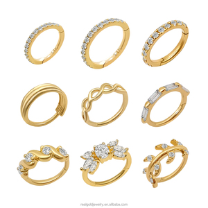 Véritable 14K Or <span class=keywords><strong>Fine</strong></span> Jewelry Sans Couture Conçu Nez Anneau Boucle D'oreille Clip Piercing Muti Tailles Cartilage Friendly Find Perfect Jewelry - Product Image 5