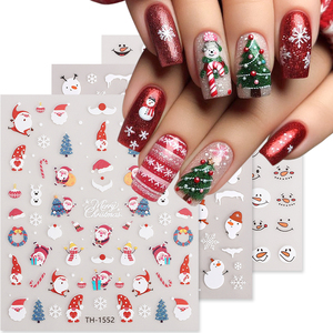 Autocollants pour <span class=keywords><strong>ongles</strong></span> auto-adhésifs 3D de Noël Motifs de vacances multicolores Application facile et fonction étanche - Product Image 1