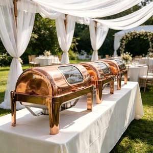 Chauffe-plat commercial en acier inoxydable 201 couleur or rose 9L avec couvercle transparent pour hôtels, mariages, soupes, dim sum – Amélioration instantanée de luxe - Product Image 3
