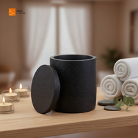 Nouveau Pot à Bougie en Béton/Ciment Écologique Fait Main et Durable avec Couvercle en Bois/Ciment, Décoration de Pâques pour la Maison, Support Vide pour Bougie en Cire