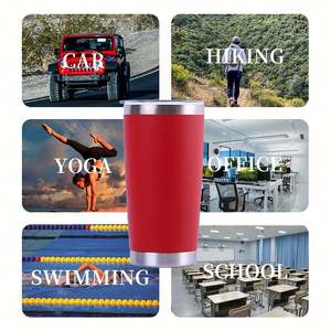 Mug isotherme en acier inoxydable de 20 oz avec logo personnalisé, couvercle coulissant et paille, noir - Product Image 3