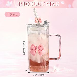 Vaso de Vidrio con Pajita al por Mayor, Gran Capacidad, Bonito Asa, de Borosilicato, Ecológico, Reutilizable, Apto para Lavavajillas, Regalo Empresarial - Product Image 2