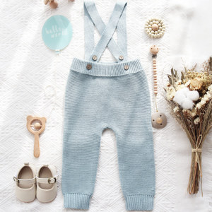 Vendita calda Tuta in maglia primaverile per neonato personalizzata in maglia tinta unita per neonato graziosi pantaloni Casual Unisex per bambini - Product Image 1