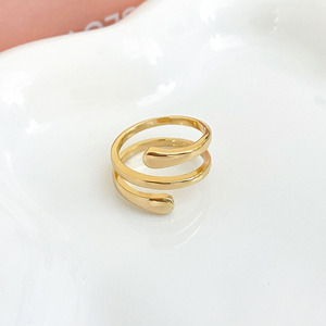 Wholesale Waterproof 18K Gold Plated <b>Adjustable</b> Size Custom Simple Glossy <b>Rings</b> - Product Image 2
