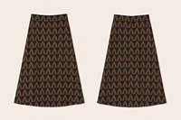 Rok Midi Wanita Grosir Pinggang Tinggi A-Line Batik Motif Geometris Cokelat Rok Kasual 2026 Musim Panas/Gugur/Dingin