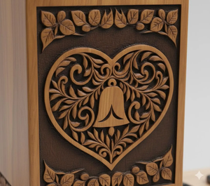 Ready to Ship Elegant Solid Wood Funeral Urn with Hand Carved Floral Design <b>Memorial</b> Ashes Container <b>Box</b> For Sale - Product Image 2