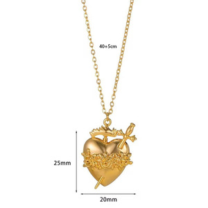Collares con Colgante de Corazón Dorado Eros, con Cristal Rosa en Forma de Corazón, de Acero Inoxidable con PVD Dorado, Novedad 2026 - Product Image 4