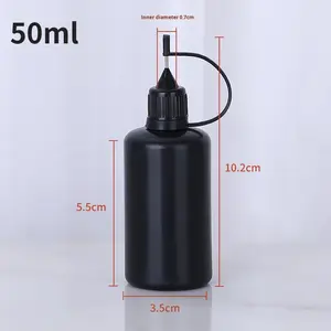 Bouteille en plastique PE noire opaque avec orifice pour <span class=keywords><strong>aiguille</strong></span>, bouchon à vis à bord d'étanchéité <span class=keywords><strong>sans</strong></span> lavage, pour colle et coulis - Product Image 6