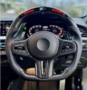 Volante Deportivo de Cuero y Fibra de Carbono con LED para <span class=keywords><strong>BMW</strong></span> G82 M4 G20 G22 G30 G01 G02 G11 G12 G80 G81 X3 X4 X5 M8 F92 con Botón Calefactable - Product Image 1