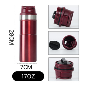 Flacon à café isolé sous vide à double paroi de 500ml <span class=keywords><strong>avec</strong></span> <span class=keywords><strong>couvercle</strong></span> à gâchette étanche - Product Image 6