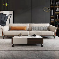 Canapé modulaire en cuir confortable pour le salon, style ancien, moderne, doux