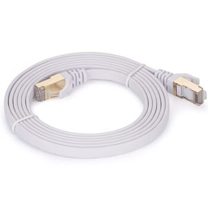 Cable de Red Plano Cat7 100% BC, 32AWG SSTP, Cables Ethernet LAN Cat 7 RJ45 4PR, Cable de Conexión de Alta Velocidad, Negro/Blanco, 10m/20m/30m - Product Image 1