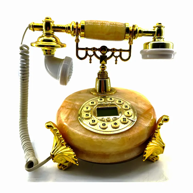 Marbling Resin Case Vintage Style Antique Phones Decorative Retro Corded Desktop Table Telephones