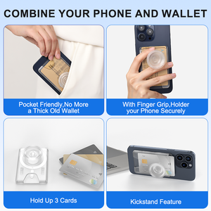 Tarjetero para Teléfono Inteligente, Cartera Delgada Universal con Soporte Ajustable, Fuerte Succión Magnética, Carteras Transparentes para Teléfono - Product Image 2