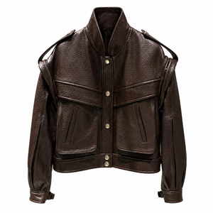 Giacca in <span class=keywords><strong>Vera</strong></span> <span class=keywords><strong>Pelle</strong></span> di Pecora di Alta Qualità, Lussuosa Giacca in <span class=keywords><strong>Pelle</strong></span> Genuina Personalizzata per Donne Motocicliste - Product Image 4