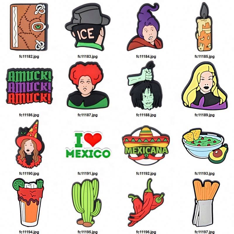 1Pcs PVC Mexican Food Shoe Clog Buckle Accessories DIY Cartoon Animals Shoes Decoration for Kids Charms Party Gift