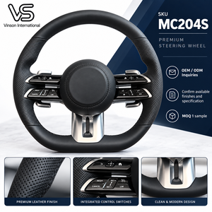Volant en cuir noir MC204S pour Mercedes Benz Classe C W204 2007-2014, commandes double couche, garniture de palettes argentée - Product Image 4