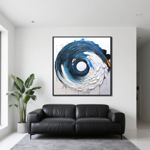 Arte Original 100% Hecho a Mano, Venta Especial, Pintura al Óleo Abstracta Moderna en Azul y Blanco con Textura sobre Lienzo, Decoración de Pared de Tamaño Personalizado - Product Image 4