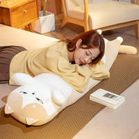 Oreiller en peluche long et adorable en forme de chat, multicolore, pour cadeau et usage en chambre à coucher, vente en gros