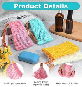 Exfoliating Foaming Mesh Bags for <b>Bars</b>, Fast Drying Mesh Soap Bag for <b>Shower</b> Drawstring Design Suitable for Home Travel - Product Image 5